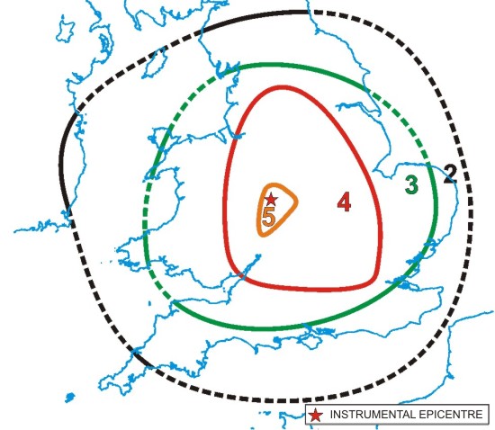 Macroseismic Map of the Dudley Earthquake of 2002